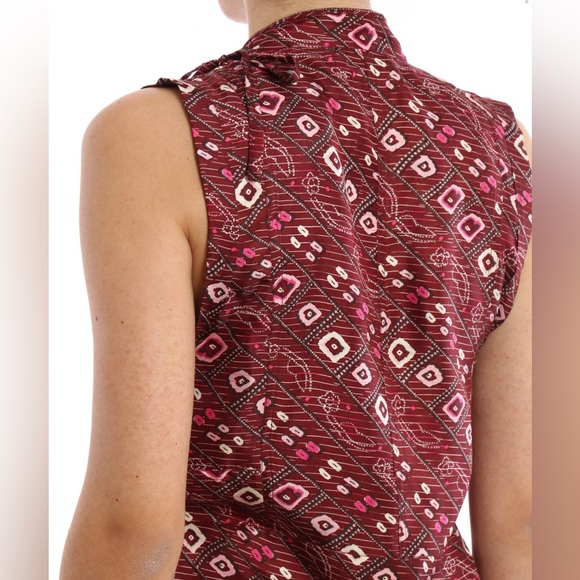 Isabel Marant Maroon Sleeveless 100% Silk Theo Blouse Mandarin Collar sz 34 - Picture 7 of 15